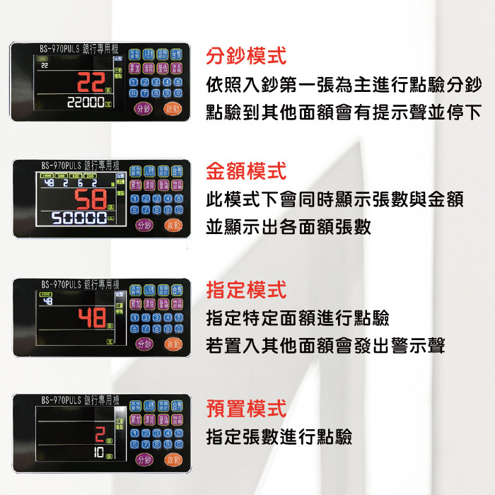 BS970銀行等級六國幣別專用點驗鈔機