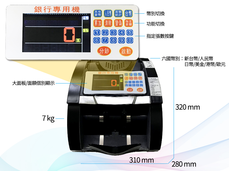 BS-980 銀行等級六國幣別專用點驗鈔機