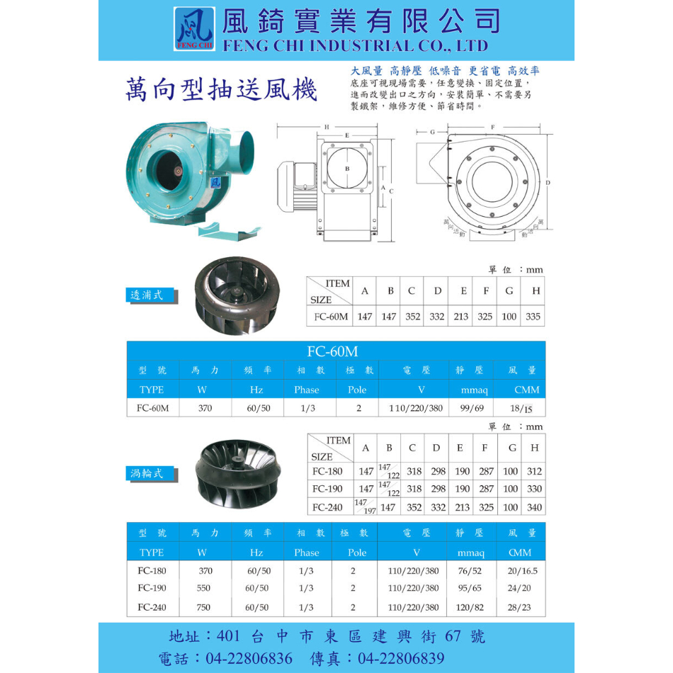 萬向型抽(送)風機