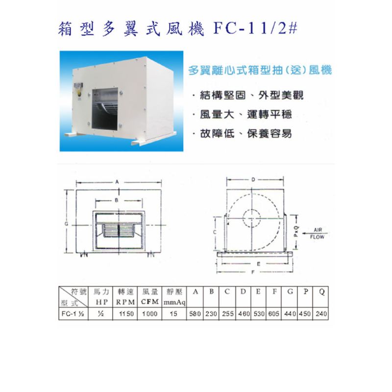 箱型多翼式風機FC-11/2#