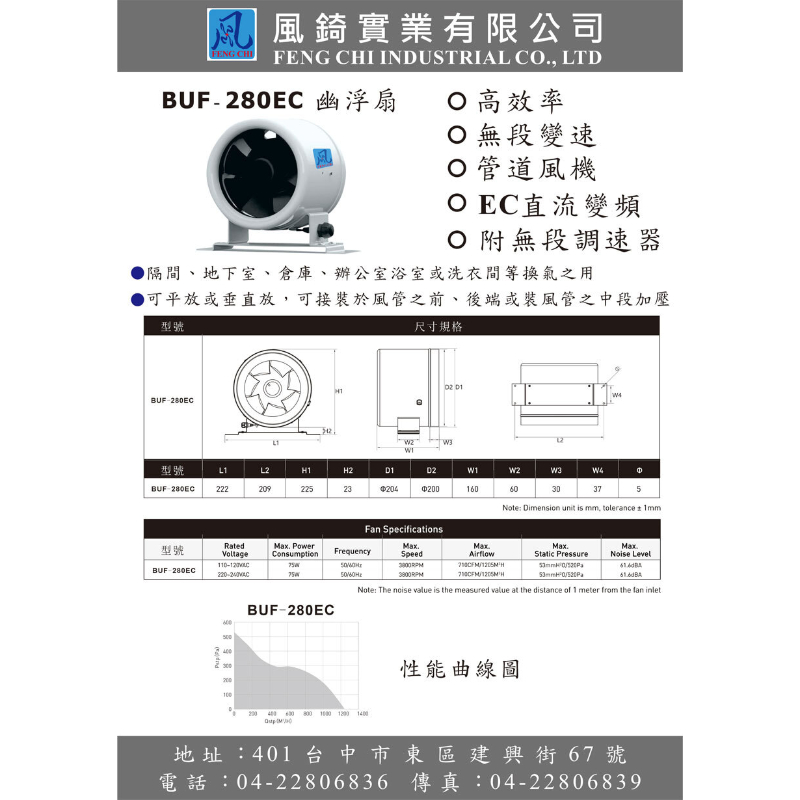 BUF-280EC 直流變頻幽浮扇