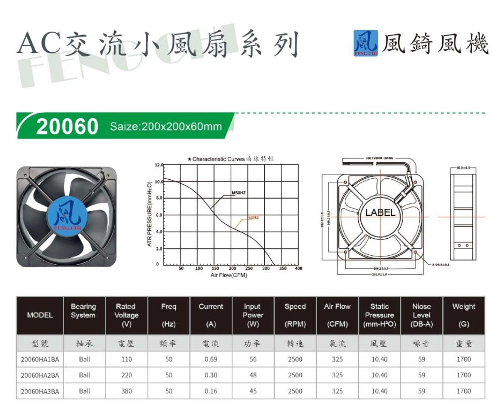 AC20060 交流散熱小風扇