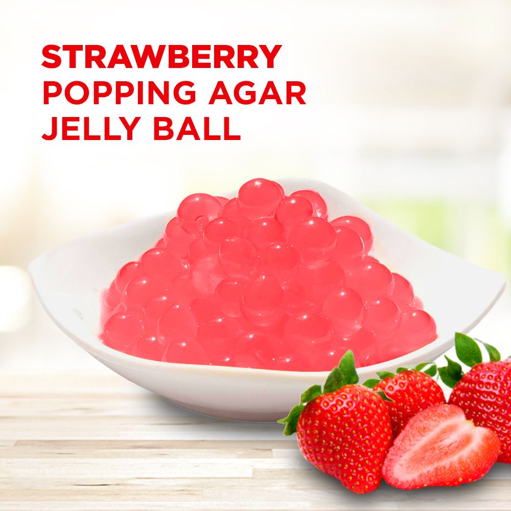 STRAWBERRY POPPING AGAR JELLY BALL