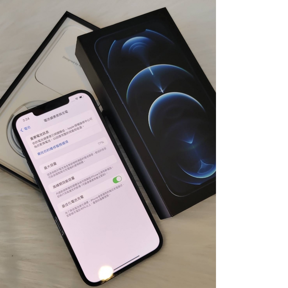 型號：APPLE IPHONE 12PROMAX 藍 256G 有盒 #246BB-1