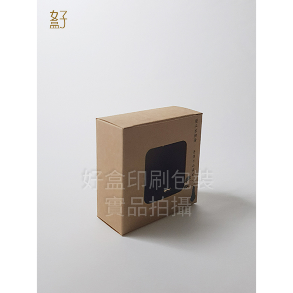 牛皮紙盒/70X30X70MM/手工皂盒7號(牛皮盒方形窗-慢活-花版)/現貨供應