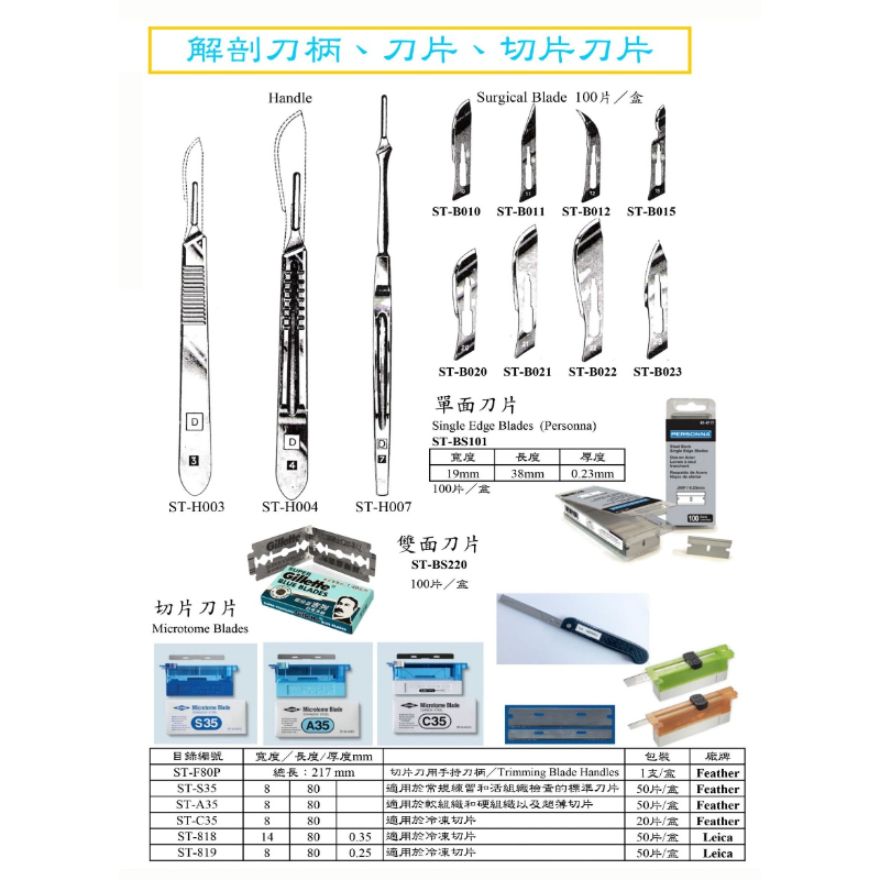 解剖刀柄/刀片/切片刀片