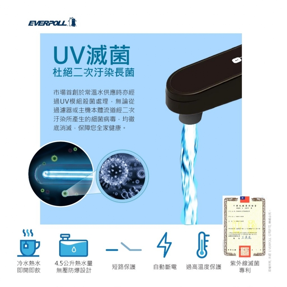 【EVERPOLL】EP-168 PLUS廚下型調溫無壓飲水機