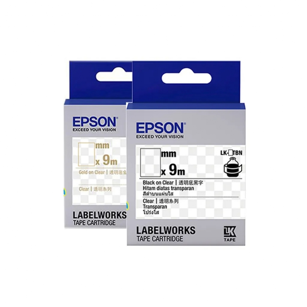 EPSON 透明系列 TRANSPARENT 標籤帶（透明底黑字｜透明底金字）