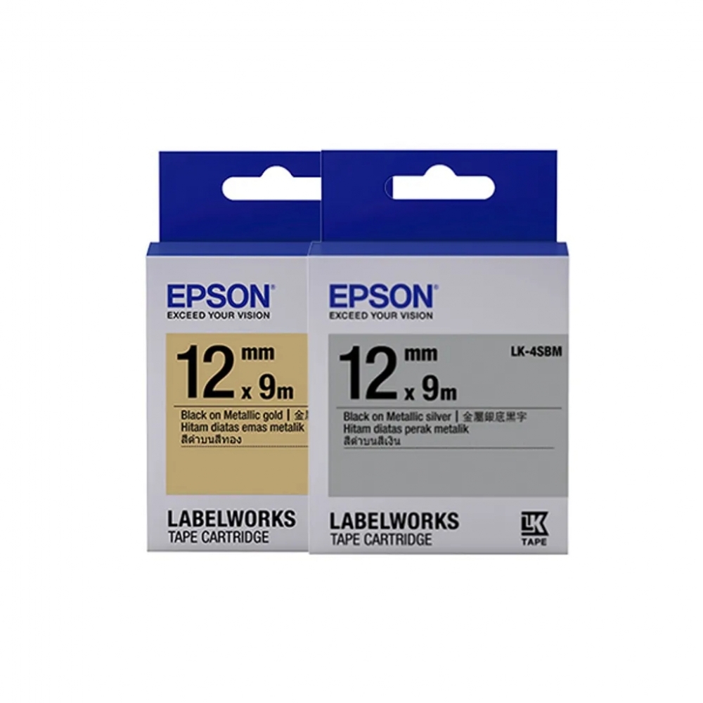 EPSON Metalic 系列 金屬色標籤帶 12mm*9m LK-4KBM/LK-4SBM