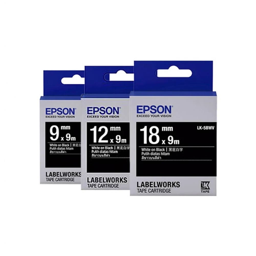 EPSON 黑底系列 Vivid Color 標籤帶 LK-3BWV/LK-4BWV/LK-5BWV