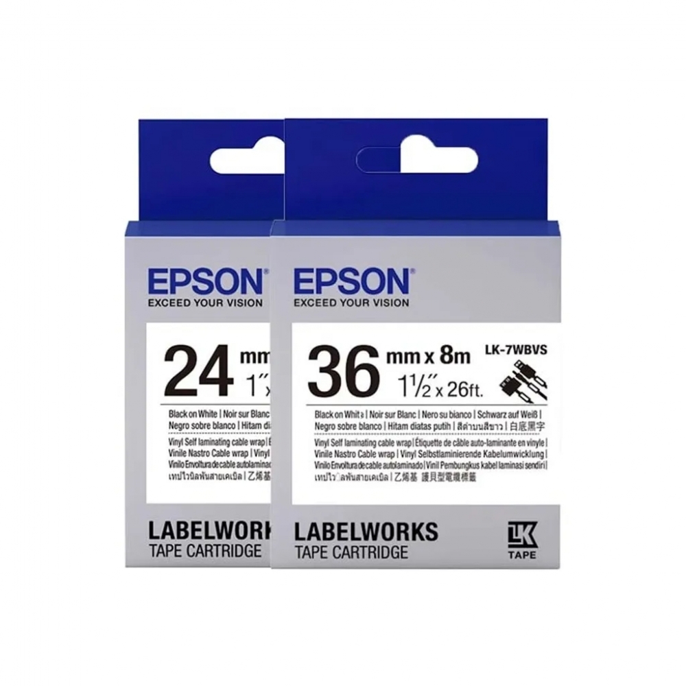 EPSON 線材標籤系列 Cable Wrap 白底黑字 標籤帶 6WBVS/7WBVS