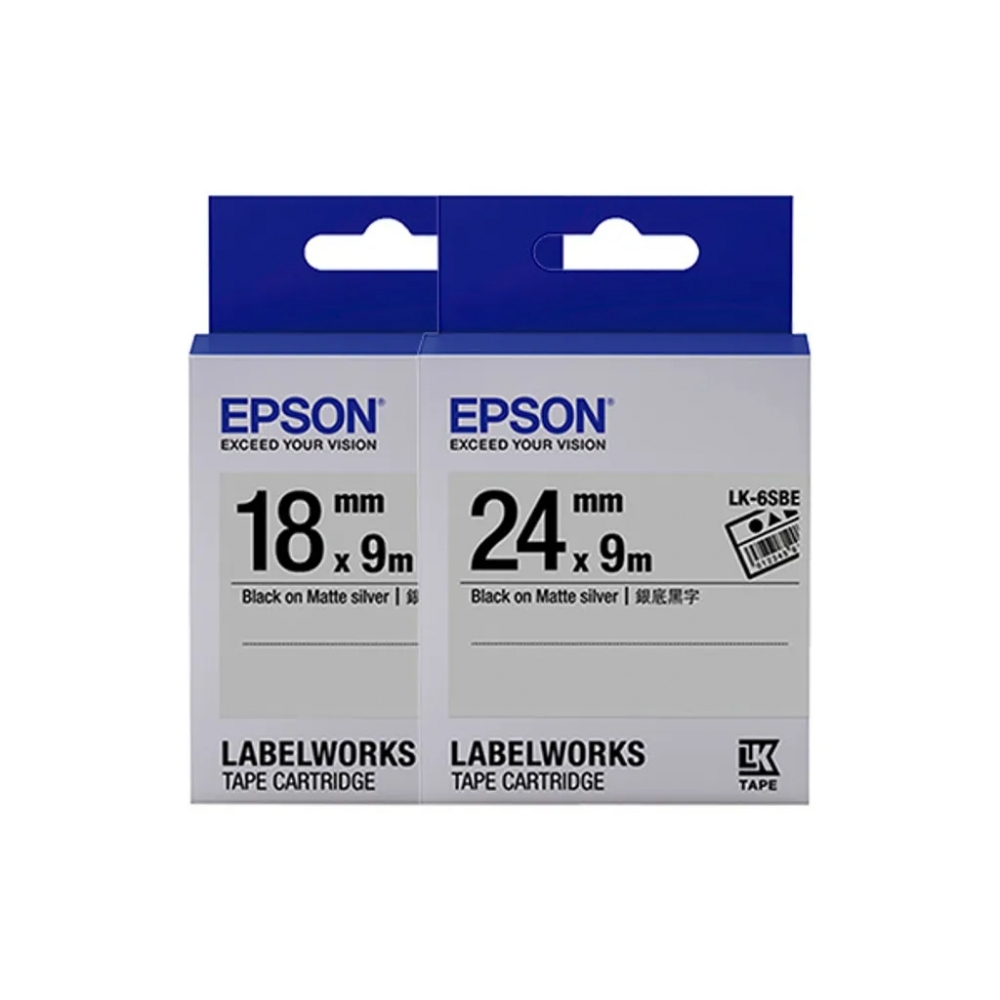 EPSON 資產管理系列 Plate-Wise 銀底黑字 標籤帶 LK-5SBE/LK-6SBE