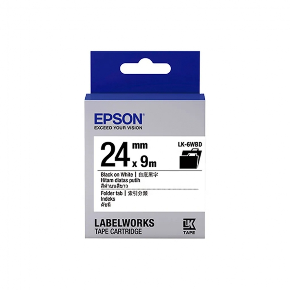 EPSON 索引分類系列 Index 標籤帶 白底黑字 24mm*9m 6WBD