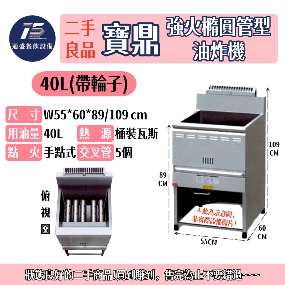 [二手整新良品]寶鼎/豹鼎 強火橢圓管型油炸機 40L/50L 桶裝瓦斯