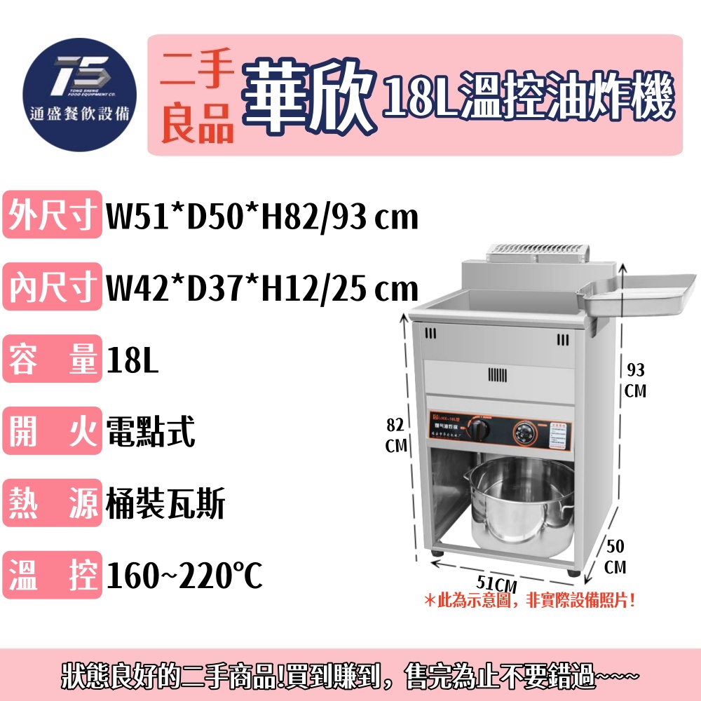 [二手整新良品]華欣 18L溫控油炸機 桶裝瓦斯