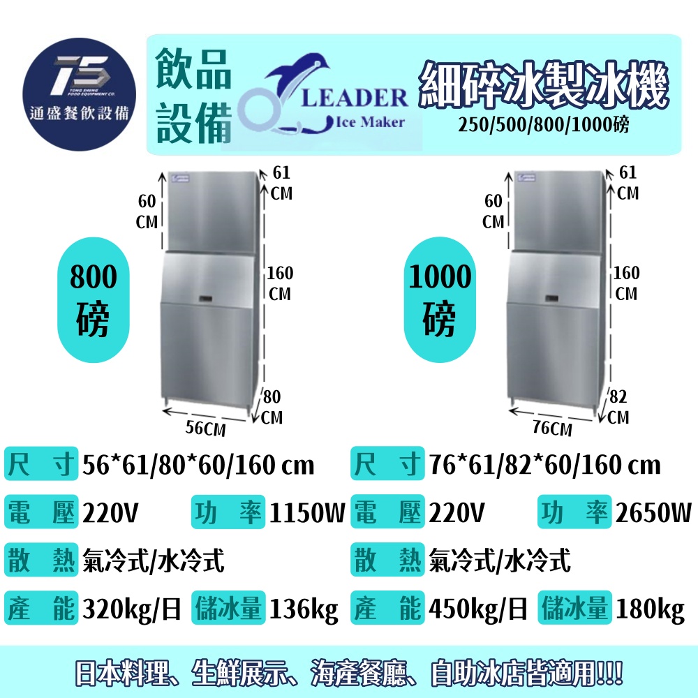 [飲品相關設備]力頓/Leader 細碎冰製冰機 250/500/800/1000磅 110V/220V