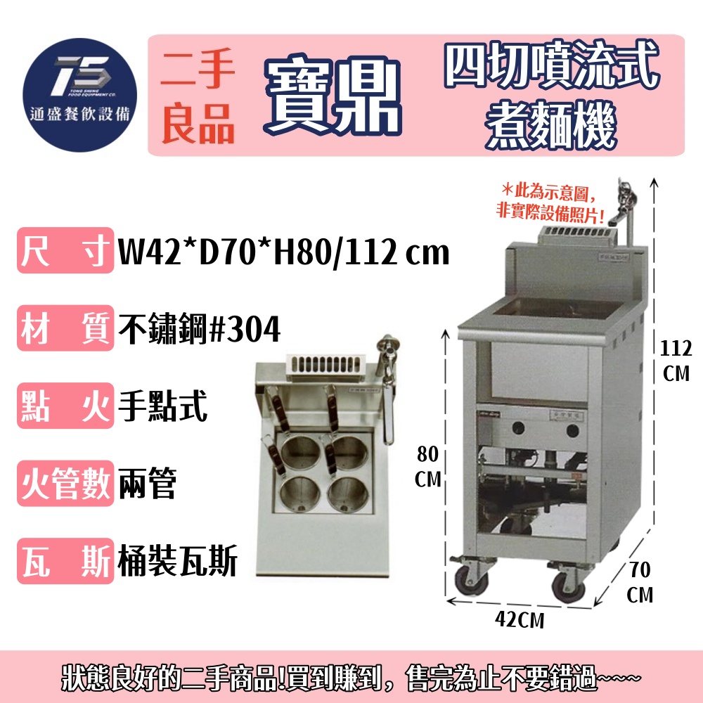 [二手整新良品]寶鼎/豹鼎 四切噴流式煮麵機 桶裝瓦斯