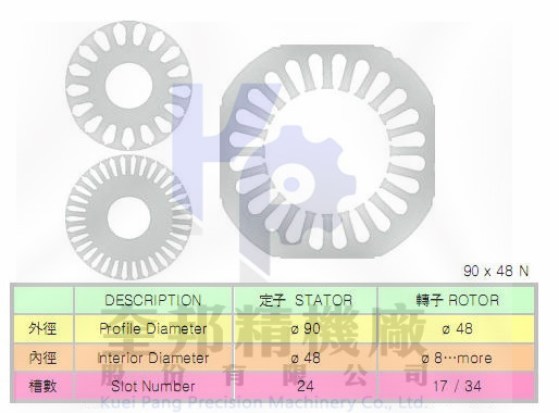 定轉子矽鋼片-90x48-24槽(角)