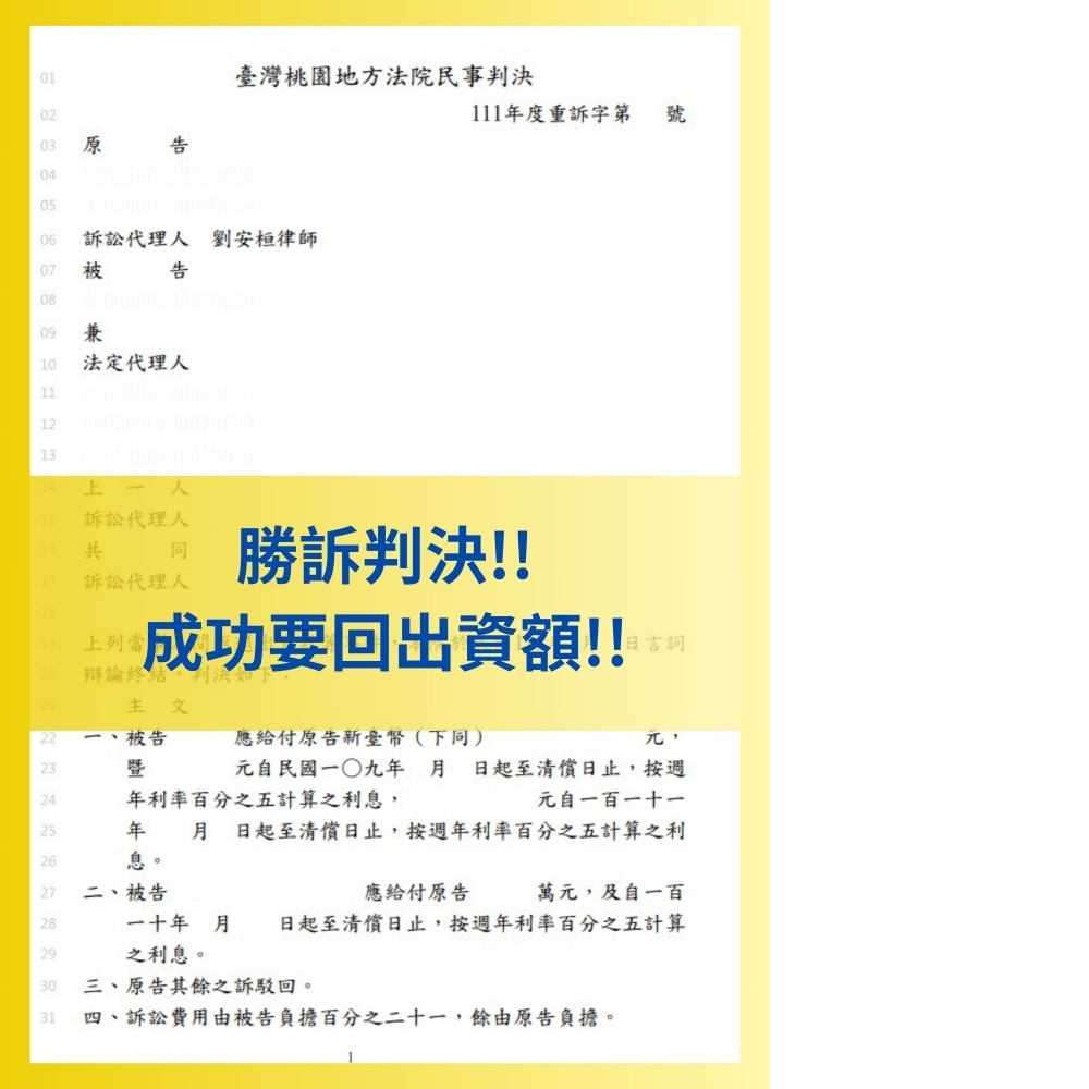 【投資糾紛解決，成功請求返還出資額】#台北債務協商律師