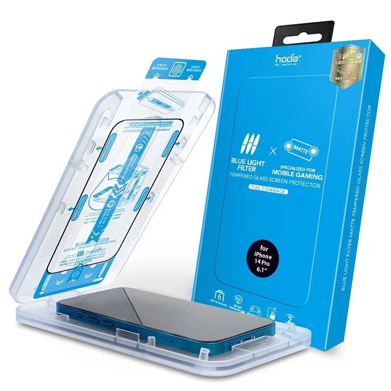 霧面抗藍光玻璃保護貼 for iPhone 14 / 13系列 附無塵太空艙貼膜神器 | hoda®