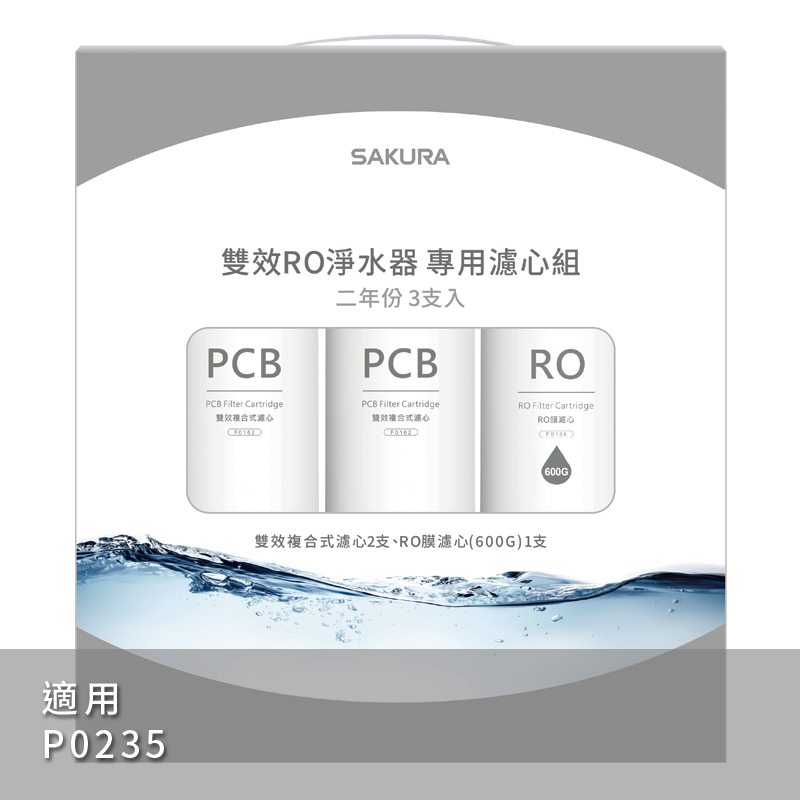 〈櫻花〉F2194 雙效RO淨水器專用濾心3支入(P0235二年份)