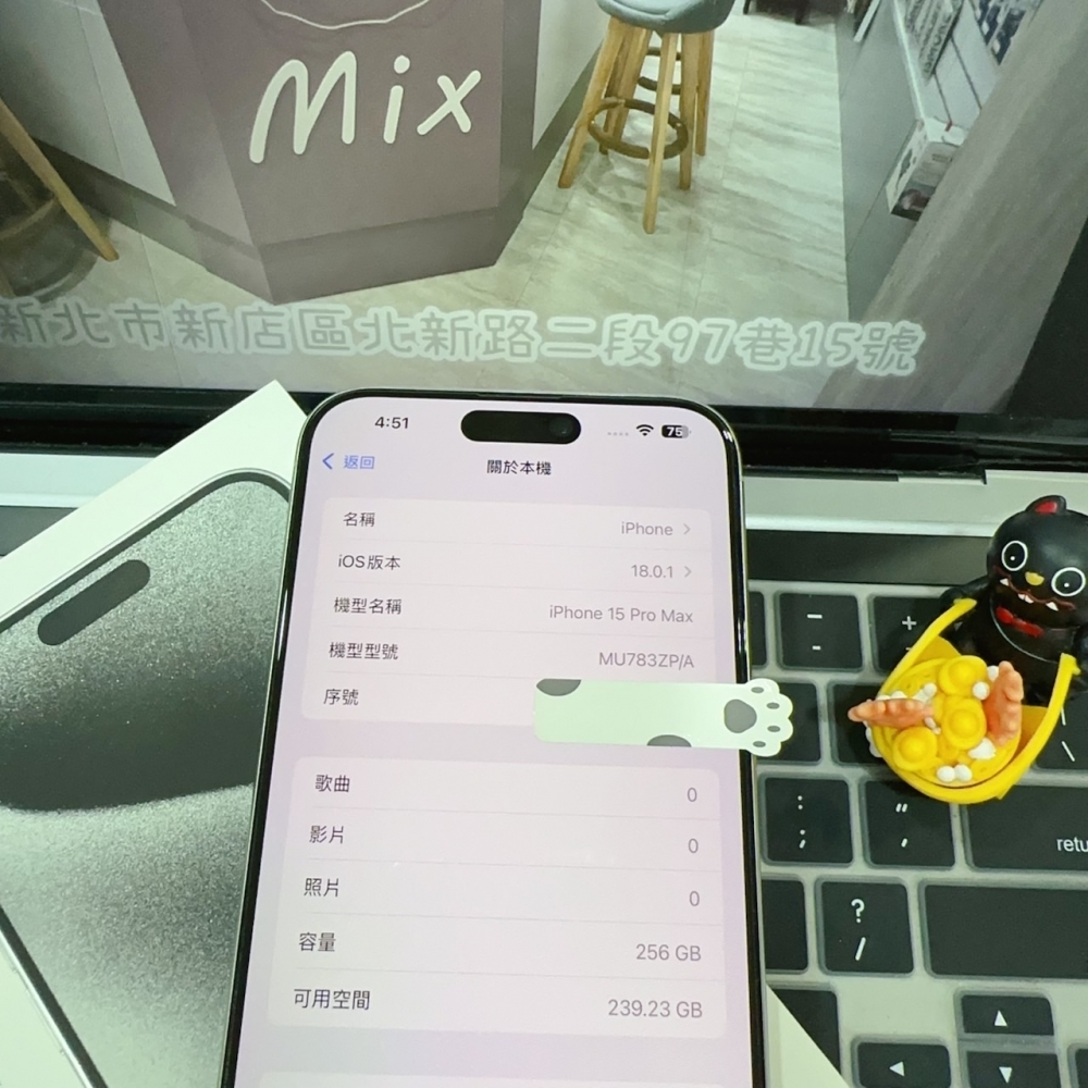 店保90天｜iPhone 15 Pro Max 256G 全功能正常！電池90% 白色 6.7吋 #6545