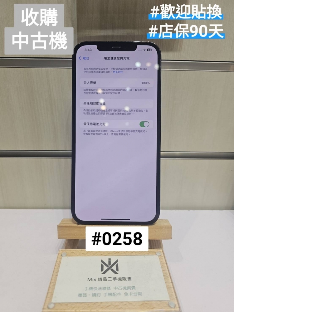 店保90天｜iPhone 12 Pro Max 256G 全功能正常！電池100% 藍色 #0258  二手iPhone