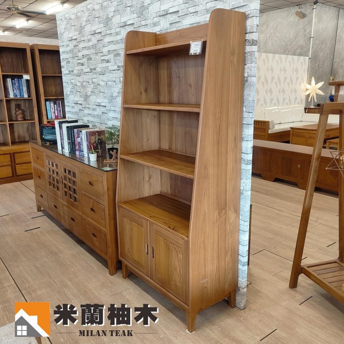 全柚木書櫃、展示櫃、收納櫃 - 下開門