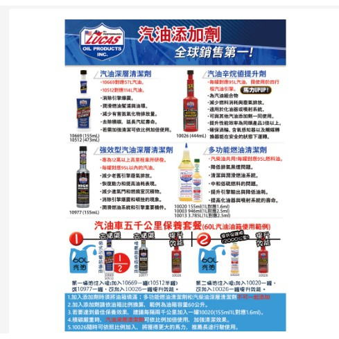 盧卡斯 汽油深層清潔劑 155mL 