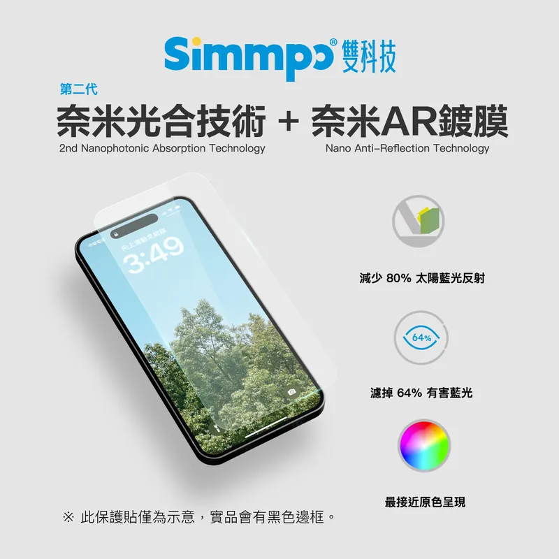 【熱銷】Simmpo® iPhone 15 德國萊茵 TÜV 抗藍光簡單貼〈護眼透明AR版〉