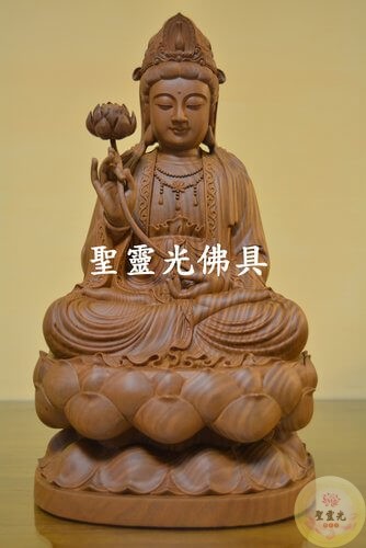 大勢至菩薩 綠檀木 一尺三 (正體身坐蓮花台)