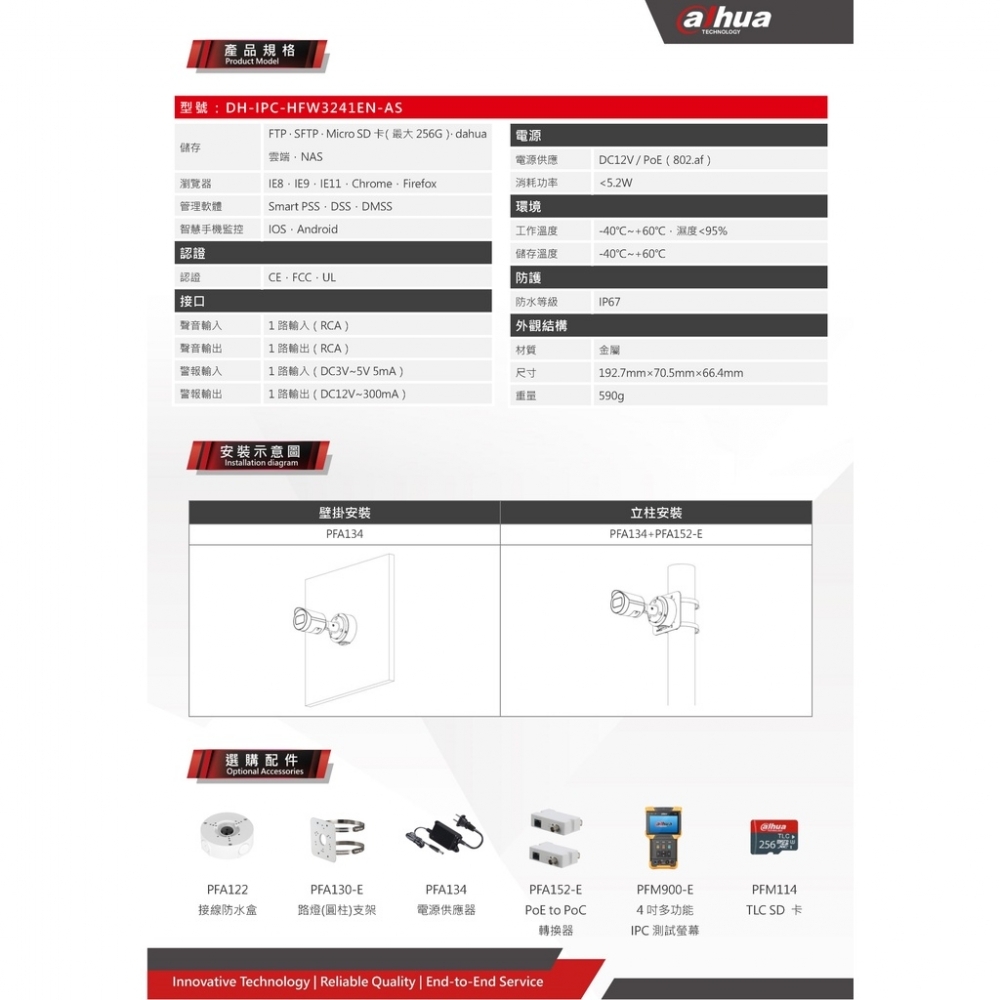 大華HFW3241EN-AS 2MP 星光槍型IP CAM內建收音網路攝影機 Youtube直播可用