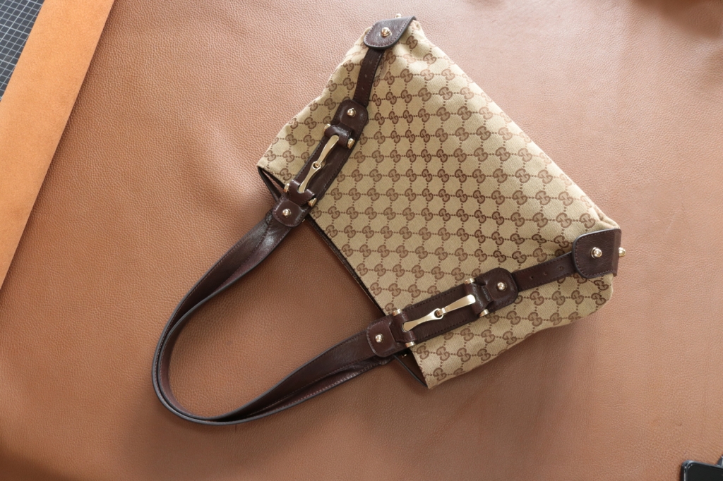 GUCCI Horse Bit GG Canvas Leather Should