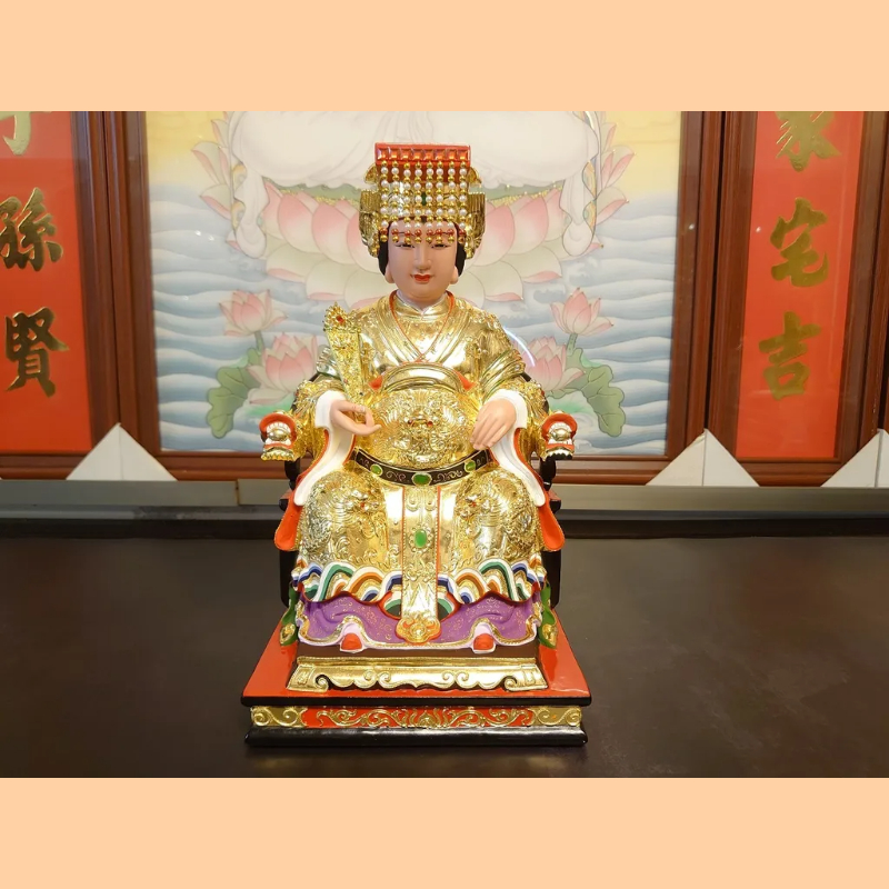 天上聖母｜香樟｜持手體｜彩繪素金｜訂製神尊