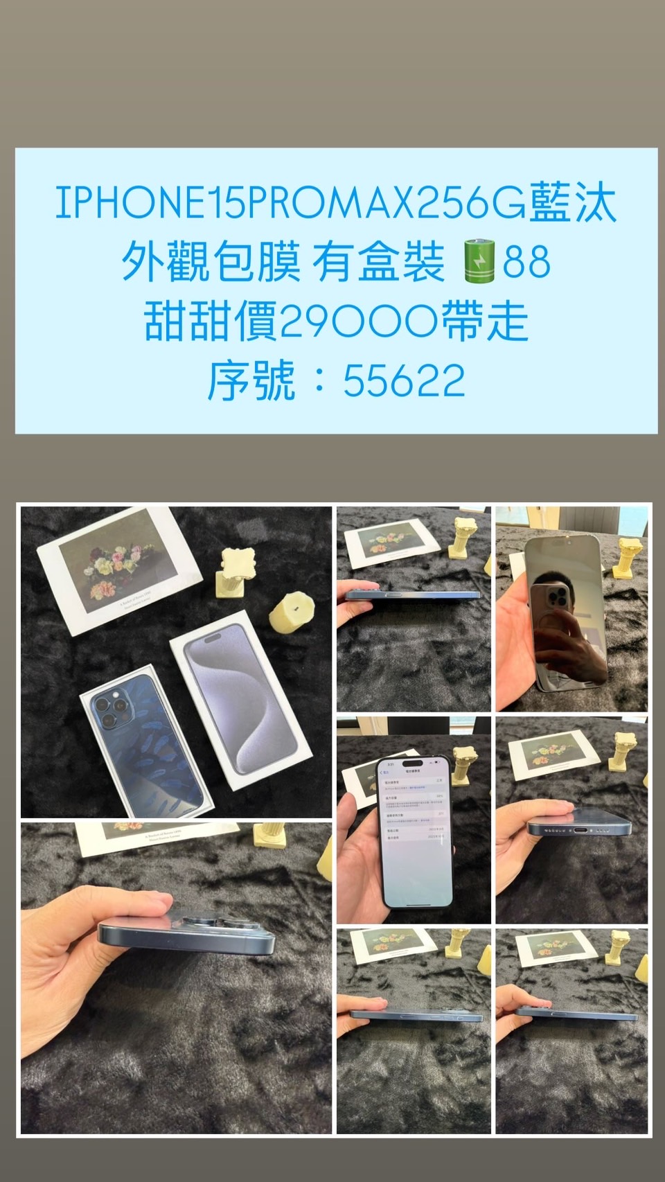 iPhone 15PROMAX 256G  藍汰色 (55622) 永康店