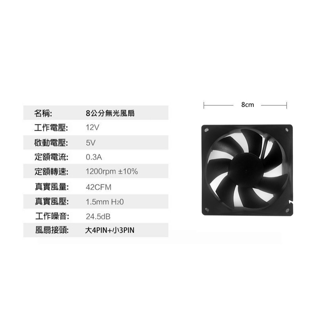 TrendSonic 8公分無光黑色風扇