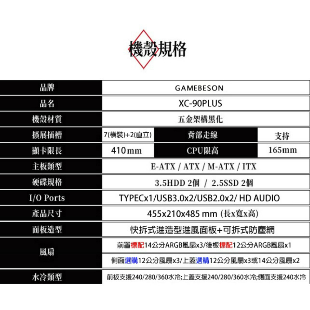 XCP XC-90PLUS EATX玻璃電競機殼