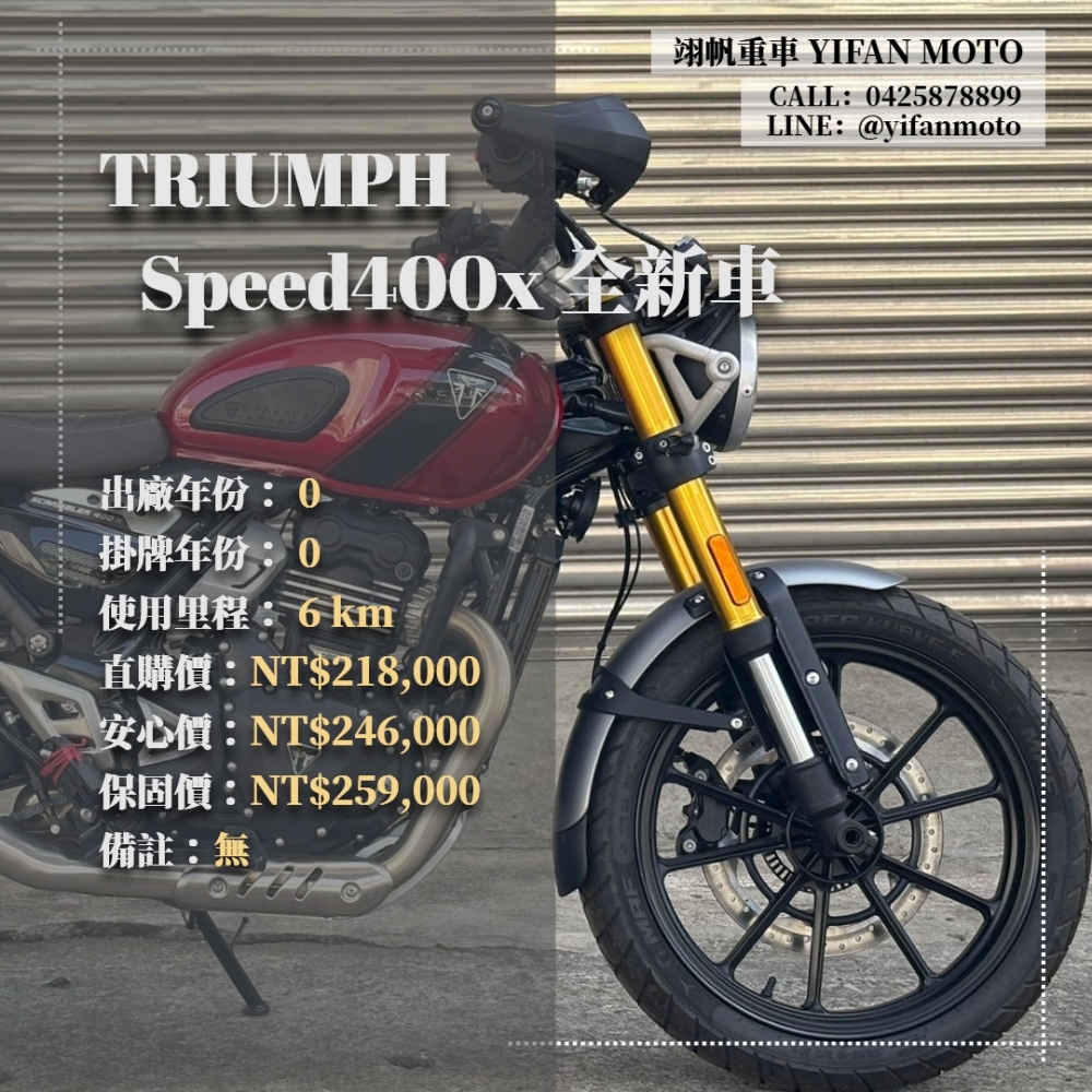 【TRIUMPH Speed400x 全新車】