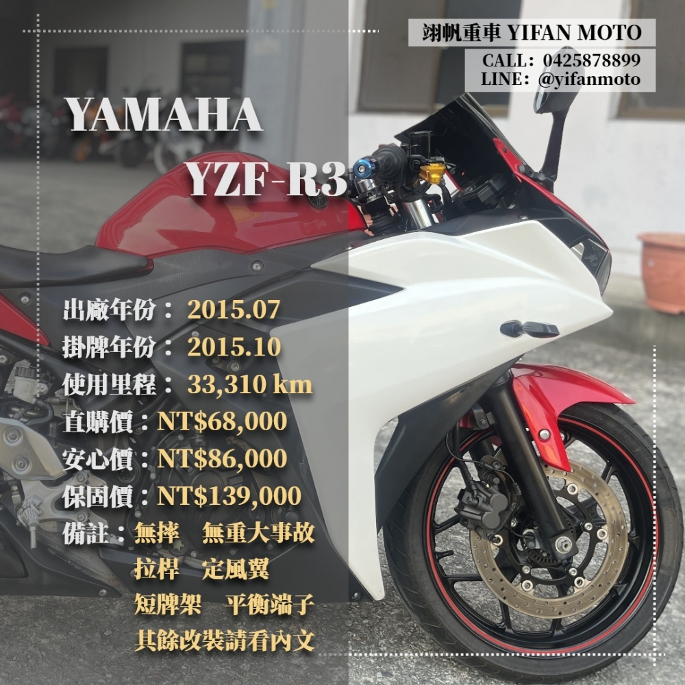 【2015 YAMAHA YZF-R3】