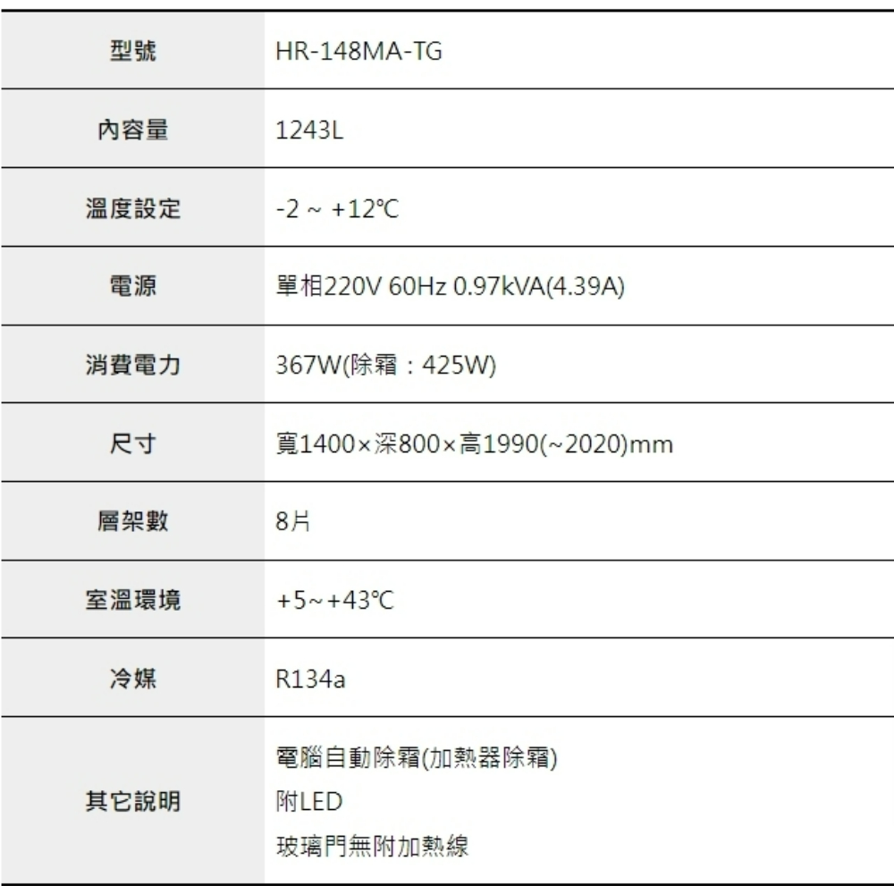 4呎半立式玻璃冷藏冰箱 