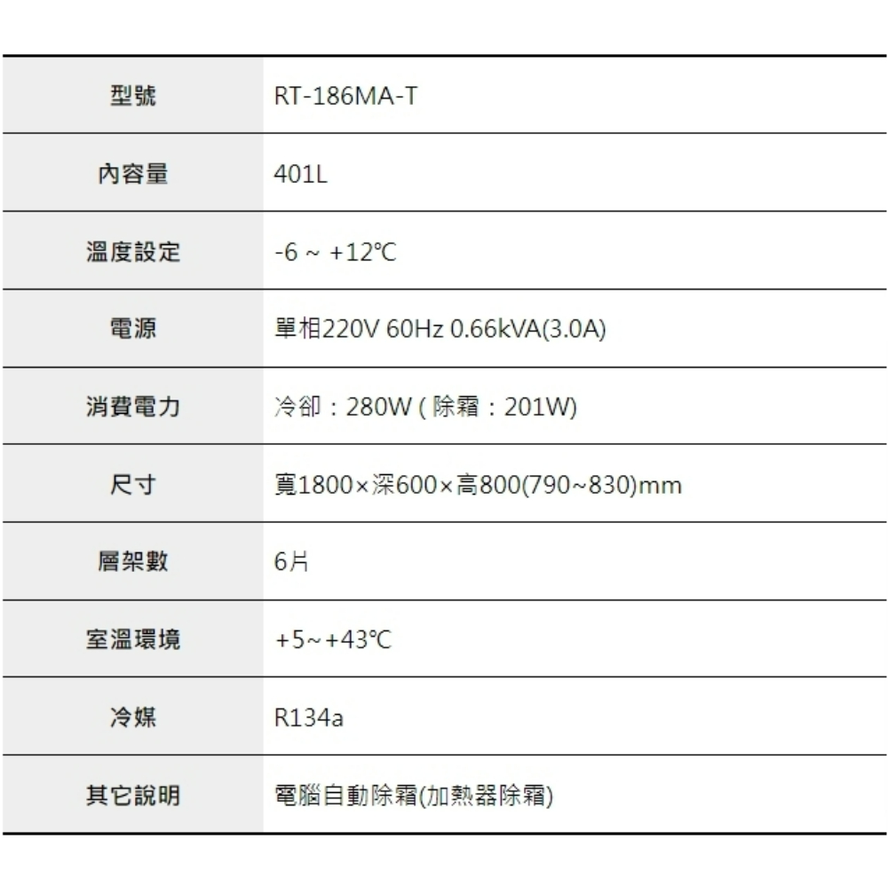 6呎60cm深工作台冷藏冰箱 