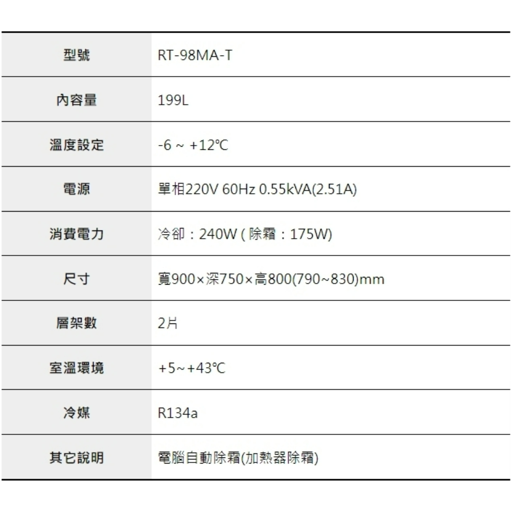 3呎75cm深工作台冷藏冰箱 