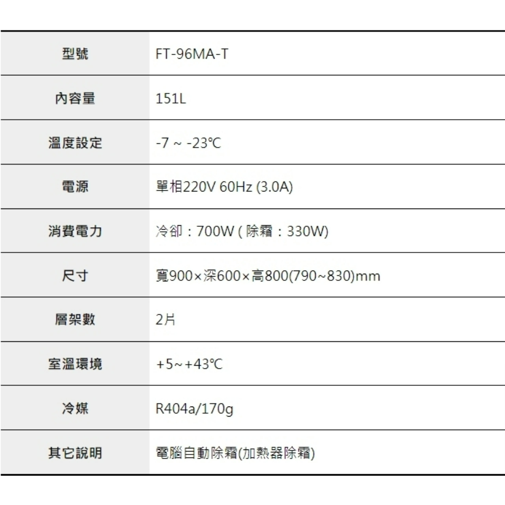 3呎60cm深工作台冷凍冰箱