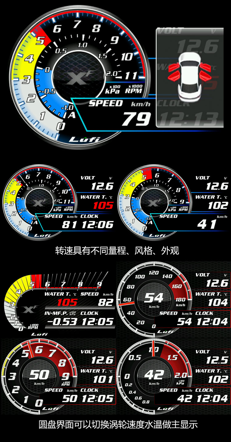 LUFI XF 汽車抬頭顯示器 OBD+GPS 繁體公司貨 水溫 油溫 電量 車速